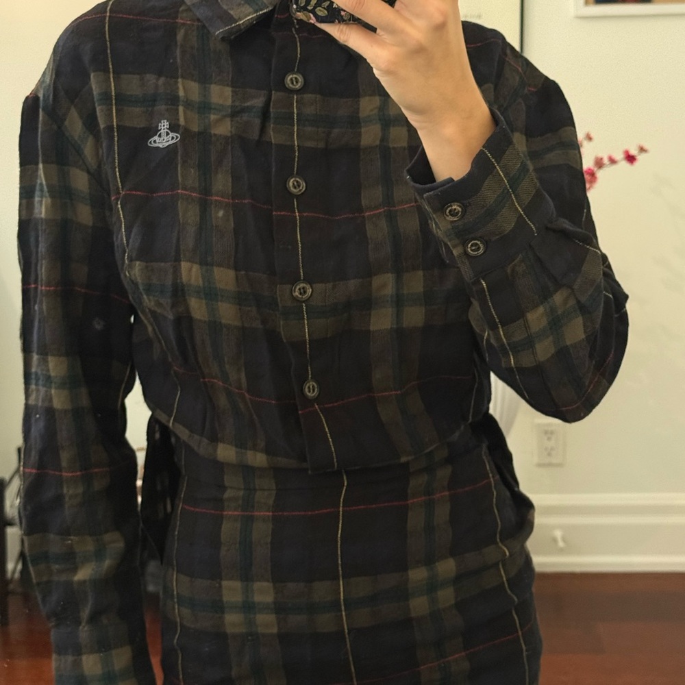 Vivienne Westwood Plaid Long Sleeve Asymmetric ShirtDress - Picture 7 of 8